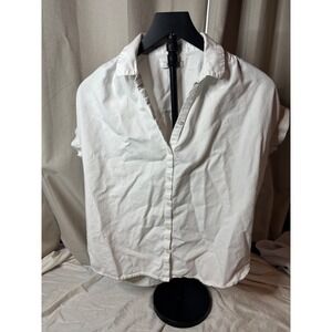 Madewell Womens White Short Sleeve Button Up Shirt Cuffed Cap Sleeve Size S